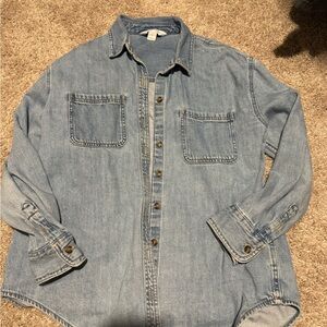 Old Navy Light Blue Denim Button-Down Shirt